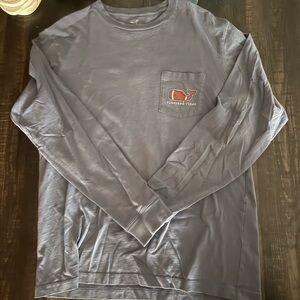 Vineyard Vines Men's Slate Blue Long Sleeve Tee - Football